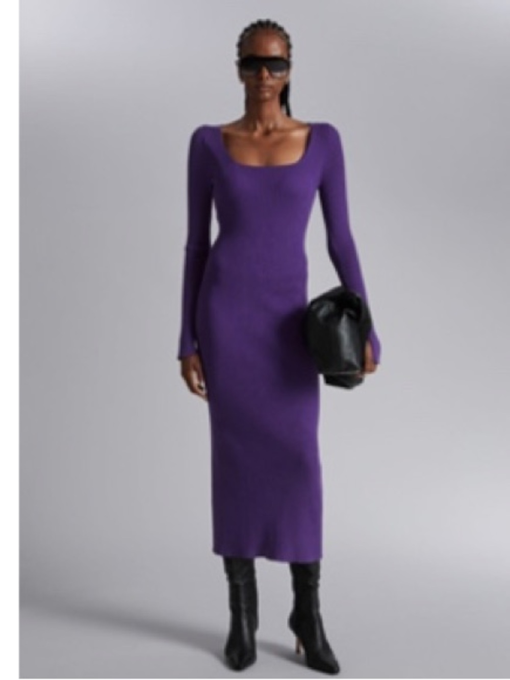& Other Stories Ribbed Slim Midi Dress